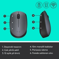 LOGITECH M170 NANO MOUSE KABLOSUZ SİYAH